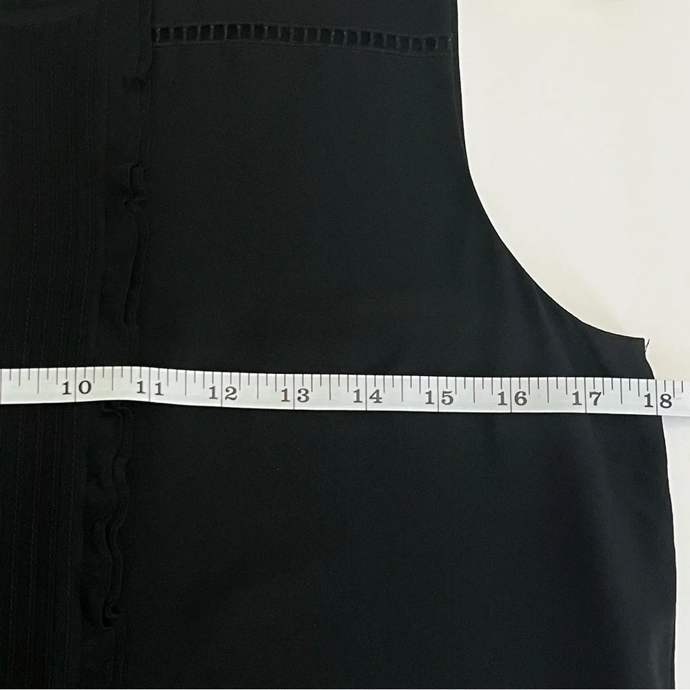 Kate Spade | Black Silk | Pleated | Embroidered | Sleeveless | Top